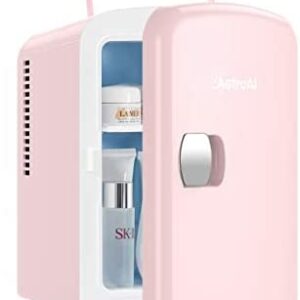 AstroAI Mini Fridge 4 Litre, 6 Can Portable AC+DC Power Cooler & Warmer, for Bedrooms, Cars, Offices; Skincare, Makeup, Cosmetics, Food (Pink)