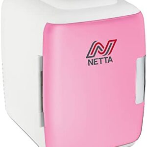 NETTA 5L Mini Fridge - Portable Small Fridge for Drinks, Snacks, Skincare - For Bedroom, Student Dormitory, Office With Cooling And Warming Function - AC/DC Portable – Pink