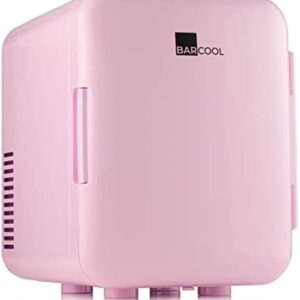 Barcool Cosmo4 Mini Fridge | 4 Litre / 6 Cans | AC/DC | Portable Small Desktop Cooler for Skincare/Beauty, Bedroom, Dorm, Car, Office & Travel (Pink)