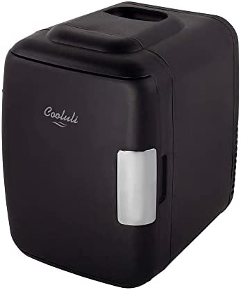 Cooluli Skincare Mini Fridge for Bedroom - Car, Office Desk & Dorm Room - Portable 4L/6 Can Electric Plug In Cooler & Warmer for Food, Drinks, Beauty & Makeup - 12v AC/DC & Exclusive USB Option, Black