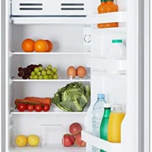 Cookology UCIF93 Undercounter Freestanding Fridge 93 Litre Capacity, Features an Adjustable Temperature Control and Legs, Reversible Door and Chiller Box - in Silver