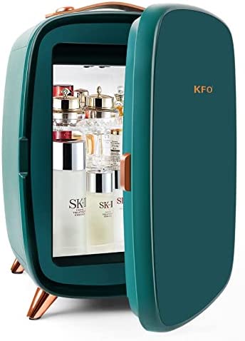 KFO Mini Beauty Refrigerator Skincare Fridge 6L Makeup Fridge Safe and Silent Protect Your Cosmetics Ideal For Bedroom Cosmetic Storage With Adjustable Shelf Dark Green