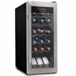 18 Bottle Wine Cooler Refrigerator - White/Red Wine Fridge Chiller Countertop Wine Cooler - Freestanding Compact Mini Wine Fridge 18 Bottles w/Digital Control, Glass Door - NutriChef PKCWCDS185