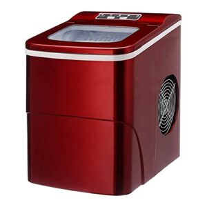 2L Ice Maker Machine for Home, Counter Top Ice Cube Maker, Portable Ice Cream Maker Ice Cubes in Under 8 Mins No Plumbing Required | Self Cleaning | Includes Scoop & Removable Basket (Red)