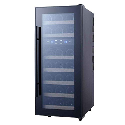 Cavecool wine cooler for 21 bottles | Wine Cooler with two temperature zones 7-18°C and 10-18°C| Eco friendly Wine Fridges with Energy class B | Black glass