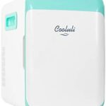 Cooluli 10L Mini Fridge for Bedroom - Car,Office Desk & College Dorm Room - 12V Portable Cooler Warmer Food,Drinks,Skincare,Beauty,Makeup Cosmetics - AC/DC Small Refrigerator (Turquoise),CL10L2T