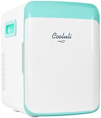 Cooluli 10L Mini Fridge for Bedroom - Car,Office Desk & College Dorm Room - 12V Portable Cooler Warmer Food,Drinks,Skincare,Beauty,Makeup Cosmetics - AC/DC Small Refrigerator (Turquoise),CL10L2T