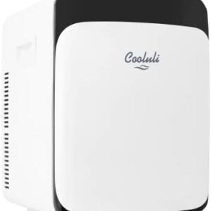 Cooluli 15L Mini Fridge for Bedroom Car,Office Desk & College Dorm Room 12V Portable Cooler & Warmer for Food,Drinks,Skincare,Beauty,Makeup & Cosmetics AC/DC Small Refrigerator (White),CL15L2W