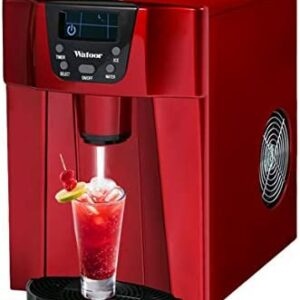 Countertop Ice Maker Machine and Water Dispenser, 3 Litre Kitchen Ice & Water Machine, 2 Types Ice, Easy Touch Buttons, High Efficiency Express Ice Making in 8 Minutes - Red