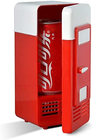 Cuifati USB Mini Fridge, Beverage Refrigerators Desktop USB Fridge Beverage Drink Cans Cooler/Warmer, Refrigerators Mini for Laptop PC Car(Red)