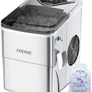 Ice Maker Machine Countertop FOOING Ice Machine, 9 Cubes Ready in 6 Mins, 28lbs in 24Hrs 2L Water Tank Ice Cube Makers, Self-Cleaning Ice Maker, Small Ice Machine for Home/Kitchen/Office/Bar