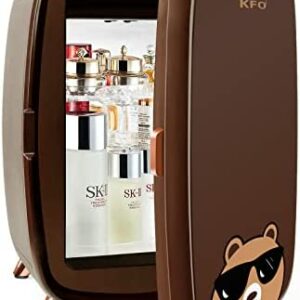 KFO Mini Beauty Refrigerator Skincare Fridge 6L Makeup Fridge Safe and Silent Protect Your Cosmetics Ideal For Bedroom Cosmetic Storage With Adjustable Shelf brown