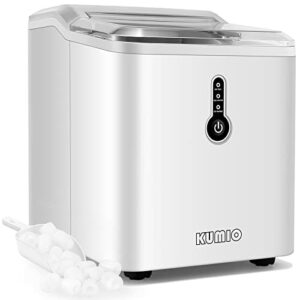 KUMIO Countertop Ice Maker Machine with 1.5L Tank, 12kg in 24h, 9 Thick Bullet-Shaped Ice Ready in 6-9 Mins, Portable Ice Maker for Home Office Party, Ice Scoop & Basket, No Plumbing Required, White