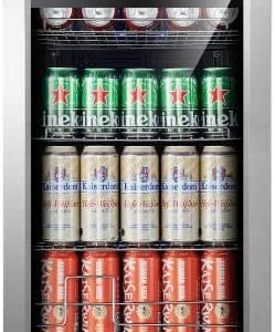 Kalamera Beer Fridge, 68L Freestanding Drinks Fridge with Glass Door, Digital Touch Control, Stainless Steel, KRC-70BV