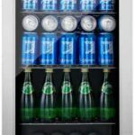 Kalamera Beer Fridge, 86L Freestanding Drinks Fridge with Glass Door, Digital Touch Control, Stainless Steel, KRC-80BV