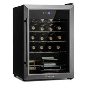 Klarstein Ultimo Uno Wine Fridge - Wine Cooler with Temperature Controller: 5-8 °C, Wine Fridge with Touch Control Panel, Space for Bottles, Black, 53 L