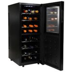 Koolatron 24 Bottle Dual Zone Wine Cooler, Black Thermoelectric Fridge, 2.4 cu. ft (68L), Freestanding Refrigerator, Storage for Home Bar, Kitchen, Apartment, Condo, WC24