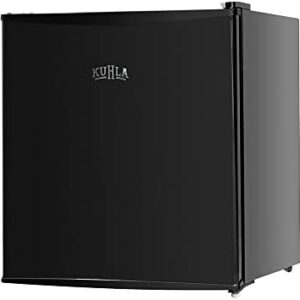 Kuhla 43 Litre Mini Fridge with Ice Box, Inc Adjustable Thermostat, Door Racks and Removable Shelf, Small Drinks Fridge Ideal for Home and Office – Black, KTTF4BGB