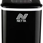 NETTA Ice Maker Machine for Home Use Makes Cubes in 10 Minutes - Large 12kg Capacity 1.8L Tank - No Plumbing Required - Includes Scooper and Removable Basket - Black