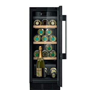 Neff KU9202HF0G N70 Wine Cooler with Glass Door, 82x30cm, Temperature Zone 5-20C, Bamboo Shelves, Interior Light, Black, Built in