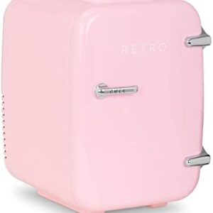 bredeco Mini Refrigerator Mini Fridge Portable Mini Fridge Warmer Retro 5-65°C 4L Pink BCMF-4L-LP (230V, Climate Class SN/N, ABS, Plastic, LED Display)