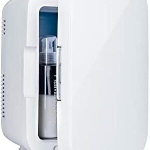 eklipt Mini Fridge for Bedrooms, 4L Portable Car Fridge Mini Refrigerator with System Cooler and Warmer for Skincare Cosmetics Food Drink, Home Office Dorm, 220V / 12V, White