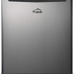 Walsh WSR17S5 Compact Refrigerator, 1.7 Cu.Ft Single Door Fridge, Adjustable Mechanical Thermostat with Chiller, Reversible Doors, Stainless Steel Look