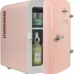 Koolatron Retro 4L 6 Can Portable Mini Fridge Compact Refrigerator for Bedroom Skincare Cosmetic Beauty Personal Cooler 12V and AC Cords, Desktop Accessory for Home Office Car Dorm Travel (Pink)