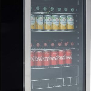 Cookology CBC130 Undercounter Drinks Fridge, 54cm Glass Door Beverage Cooler (Silver)