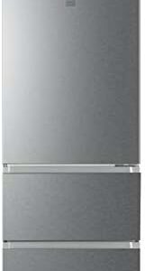 Haier Combi Fridge Freezer, Platinum Inox, 59.5 cm