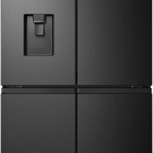 Hisense RQ560N4WBF Freestanding Cross Door Fridge Freezer, Black, 454 Litres