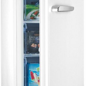 Klarstein Laika Freezer - 60 Litres Total Volume, Built-in Thermostat with 5 Levels, Temperature Range from 0 to -18 ° C, 3 Racks for Storage, Free-Standing Installation, Retro Design, Creme