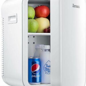 Mini Fridge 18 Litre/30 Cans, Small Drink Fridge with Cooler & Warmer, ECO Mode for Low Noise, AC/DC Power, Thermoelectric Refrigerator for Bedrooms, Cars, Offices, Drinks, Food, Skincare, Cosmetics
