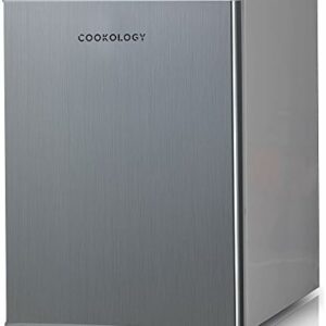 Cookology MFR67SS Small Table Top Mini Fridge 67 Litre Capacity, Reversible Door, Adjustable Temperature Control and Legs with Chiller Box - In Silver