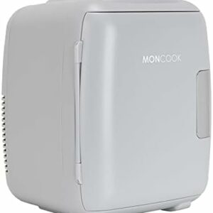 MONCOOK Mini Fridge For Bedrooms - Small, Portable & Quiet Mini Fridges For Skincare, Medicine, Food & Drinks - Cooling & Warming Function - Perfect For Home, Office, Car Or Travel - 9L - Grey Mono