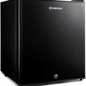 Subcold Aire30 LED Mini Fridge | 30L Table Top Model | Quiet Frost Free Fridge for Bedrooms & Hotels | Lockable with Solid door & interior LED light (Black)
