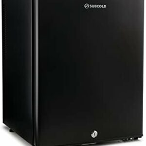 Subcold Aire40 LED Mini Fridge | 40L Table Top Fridge | Quiet & Frost Free for Bedrooms & Hotels | Lockable with Solid door & interior LED light (Black)